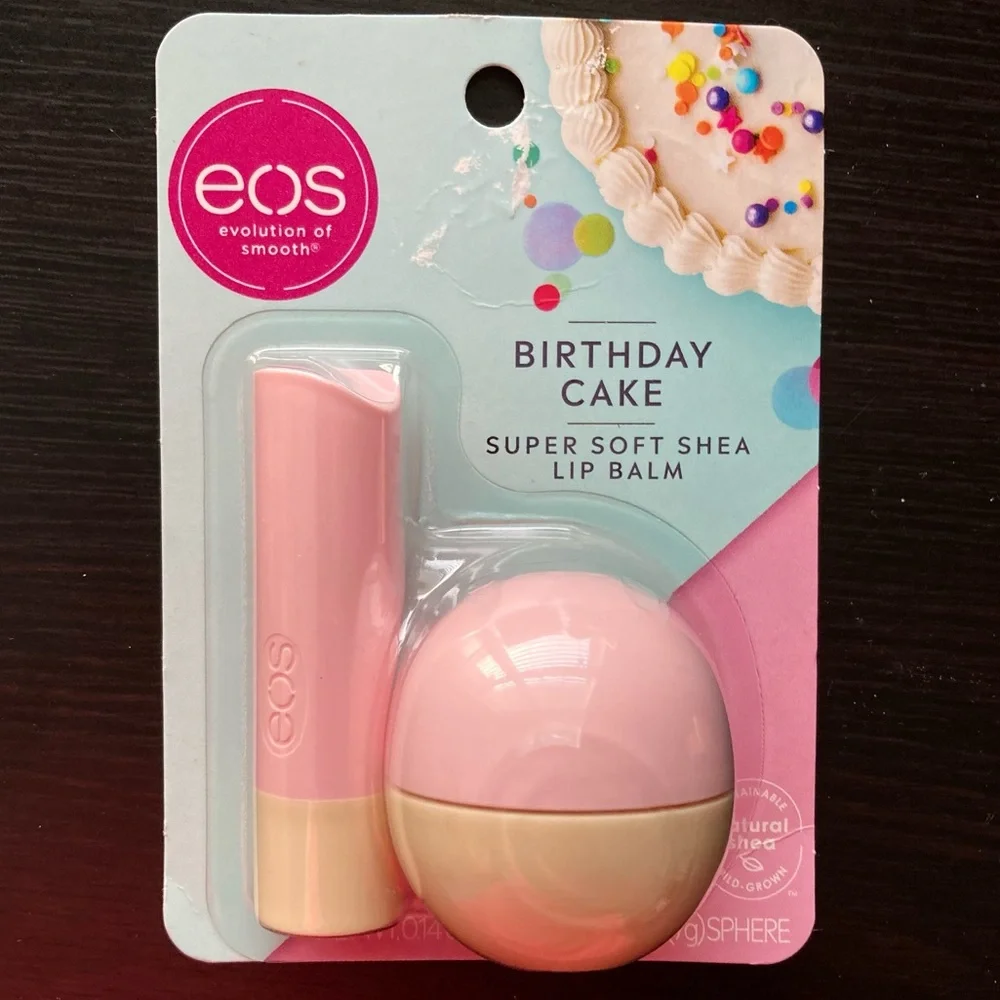 NWT EOS Super Soft Shea Lip Balm- Birthday Cake, Long-Lasting Hydration